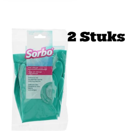 2x Sorbo Huishoudhandschoenen - maat S - groen - extra lang - schoonmaakhandschoenen