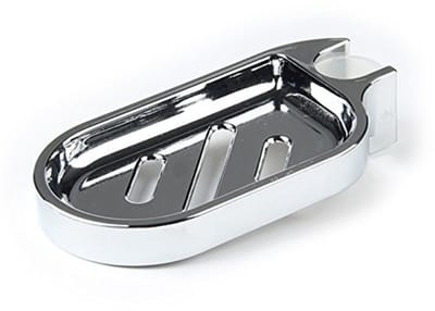 longziming -Douchzeep Houder - Wandgemonteerde Zeepbakje - ABS Zeep Schotel - Waterafvoer Design - 17 × 8.5 cm - Zilverkleurig - 1 Stuk