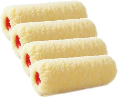 Set van 4x stuks muur vacht verfrollers polyester eenmalig gebruik 9,6 x 25 cm - Verfspullen - Schildersbenodigheden
