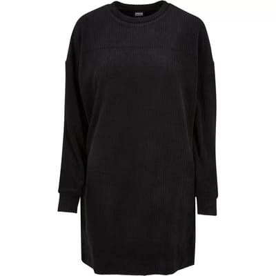Urban Classics - Velvet Rib Crew Korte jurk - XS - Zwart