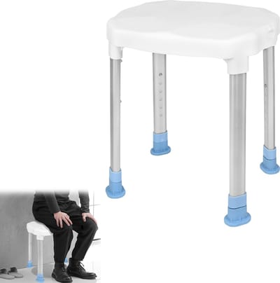 Douchekruk, douchestoel, antislip, in hoogte verstelbaar, douchestang, badstoel, draagvermogen 150 kg
