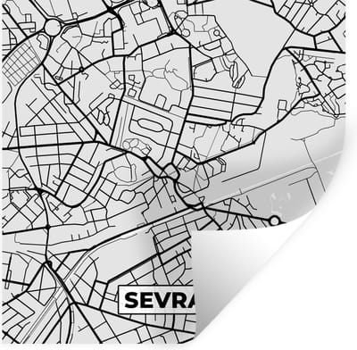 Muurstickers - Sticker Folie - Plattegrond - Sevran - Stadskaart - Kaart - Frankrijk - 100x100 cm - Plakfolie - Muurstickers Kinderkamer - Zelfklevend Behang XXL - Zelfklevend behangpapier - Stickerfolie