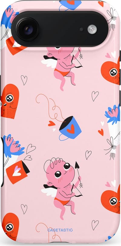 Casetastic hoesje geschikt voor Apple iPhone Air - MagSafe - Dubbellaagse bescherming - Cupido's Keuze - Fashion Case - Lichtgrijs Lichtroze Wit Rood