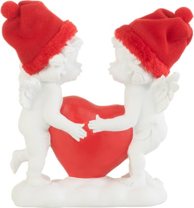 J-Line figuur Engel Hart Hoed - polyresin - rood/wit