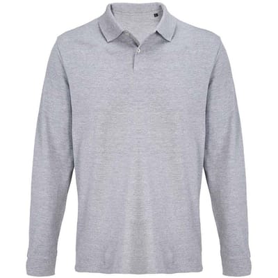 SOLS Pacific Pique poloshirt met lange mouwen, uniseks, volwassenen (Grijze Mergel)