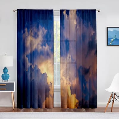Fantasy Wolken Roze Paars Blauw Tule Gordijnen voor Woonkamer Decoraties Chiffon Transparant Voile Keuken Slaapkamer Gordijn Draperieën 1 PCS W100XH250cm&Grommet Top