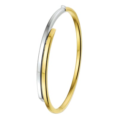 The Jewelry Collection Bangle Scharnier Vlakke Buis 6 X 60 mm - Bicolor Goud (14 Krt.)