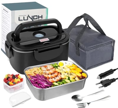 Elektrische Lunchbox 1,5L – Verwarmbare Bento Box voor Auto, Vrachtwagen & Thuis – 12V/24V/220V – RVS Voedselcontainer met Snelle Verwarming