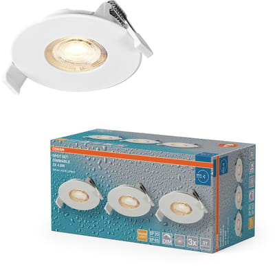 OSRAM Spot Set LED inbouwspot DIM IP65 4.9W Wit, set van 3 buiten dimbaar, warm wit 2700K, buiten