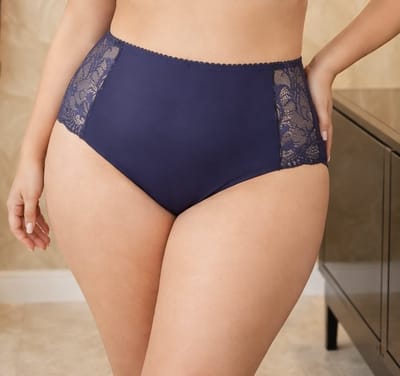 MILENKA - kanten slip - shaping effect - donkerblauw - maat 40