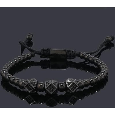 Bracelet de luxe Roal Rafa pour homme et femme en acier inoxydable avec perles Bijoux de main Cadeau pour couple noir