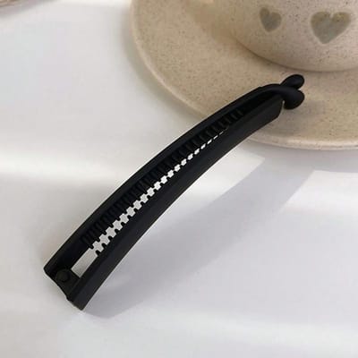 1 stuks Dames Zwart/Khaki/Bruin 11cm/4,33in Banaanvormige Lichtgewicht Plastic Haarclip Make-up En Outfit Matching Haarclips Klauwclips Haar C one-size zwart