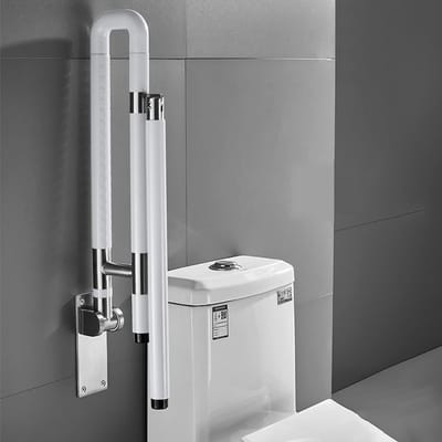 Inklapbare steun - Wandgreep toilet - Veilige badkamer - Roestvrij staal - 200 kg draaglast - Wit