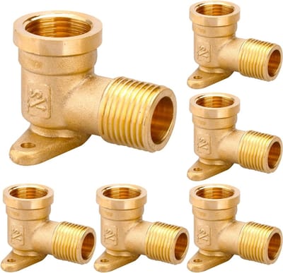 6-delige 1/2 inch wanddisk set: wateraansluiting met vrouwelijke schroefdraad, messing wanddoos, 90 graden hoekverbinder voor tuin, schuifdeuren en stallen