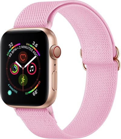 Nylon bandje - geschikt voor Apple Watch 1/2/3/4/5/6/7/8/9/10/11/ SE (1,2,3) met maat 38 mm / 40 mm / 41 mm en 42 mm (Watch 10/11) - roze