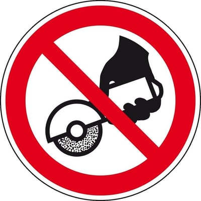 Verboden handmatig te slijpen sticker - ISO 7010 - P034 300 mm