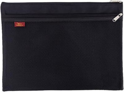 Waterdichte A4 Documententas met Dubbele Rits - Nylon Mesh Envelop voor School, Kantoor en Reizen, Zwart