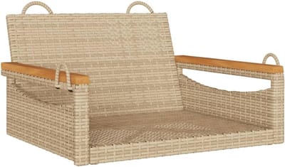 Poly Rattan Hangstoel Beige 63x62x40cm - Tuinhangstoel voor Buiten met Weerbestendig Frame