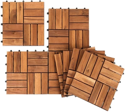 Houten Terrastegels - Balkon Vloer - Tuin Decoratie - Acacia Hout Kwaliteit - 30x30cm 12 Latten - Natuurlijk