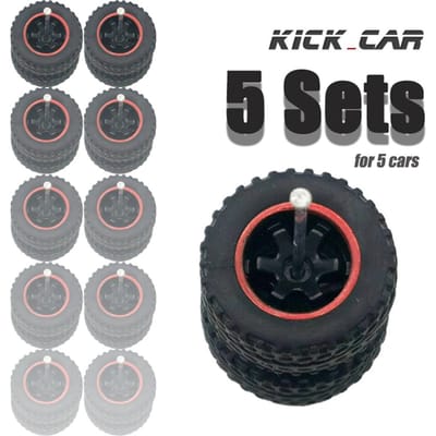 1/64 Wielen Met Vaste All-Terrain Rubberen Banden Vijf Spaken Voor Modelauto's Tuning Onderdelen Voor Hotwheels (5 Sets Voor 5 Auto's)