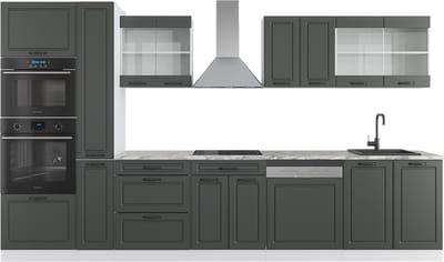Vicco R-Line Keukenblok – 350 cm met hoge kast, zonder werkblad Antraciet landhuis/wit