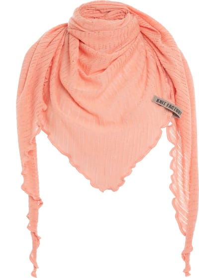 Knit Factory José Omslagdoek - Driehoek Sjaal Dames - Dunne zomersjaal - Katoenen sjaal - Luchtige Sjaal voor de lente, zomer en herfst - Stola - Apricot - 190x85 cm