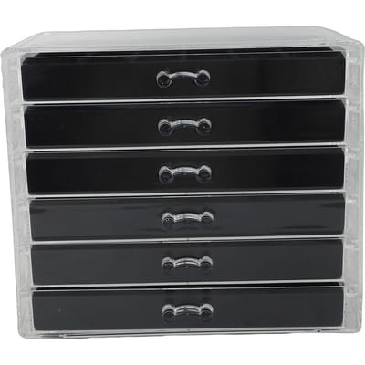 Boîte de Collection de Pierres à Tiroirs Multi-couches Affichage Transparent Boîtes de Rangement pour Collectionneurs Amateurs de Loisirs Créatifs 6 Couches noir