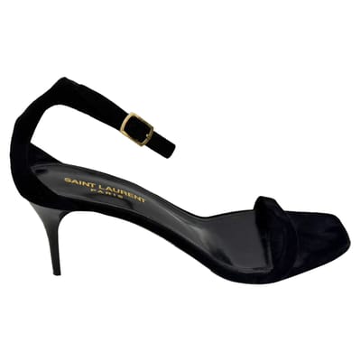 Saint Laurent Lexi 65 Enkelschoenen met Sleehak in Zwart Suède