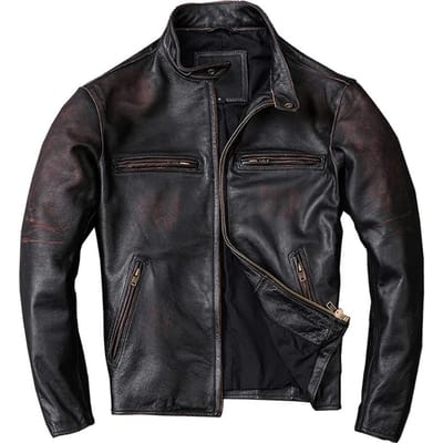 Mannen Leren Jas Vintage Zwart 100% Natuurlijke Echte Koeienhuid Jassen Heren Leren Jas Mannelijke Kleding Herfst M210 S bruin