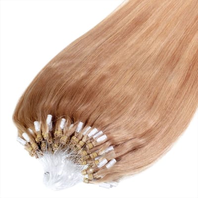 hair2heart Premium Microring Extensions Echt haar glad - 25 strengen 1 g 60 cm 8/01 lichtblond naturel-as