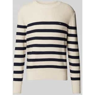 Gebreide pullover met labelstitching en ronde hals