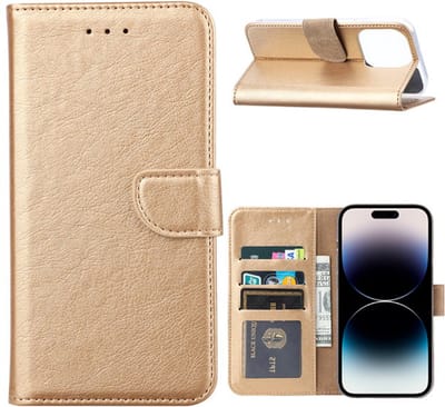 iPhone 14 Pro Max hoesje bookcase hoes - Arara book case hoesje voor iPhone 14 Pro Max - Goud