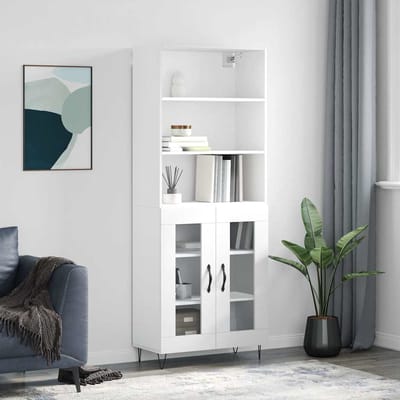 vidaXL - Hoge - kast - 69,5x34x180 - cm - bewerkt - hout - wit