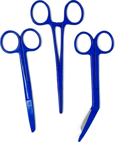 Verpleegkundige Scharenset 3-Delig – Verbandschaar, Schaar en Kocher – Medische Set – Blauw