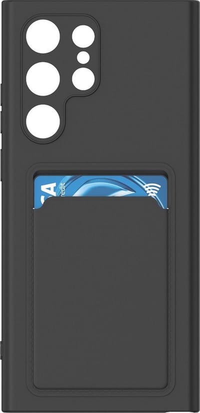 TPU back cover met vakje voor pasje - Geschikt voor Samsung Galaxy S24 Ultra - Zwart