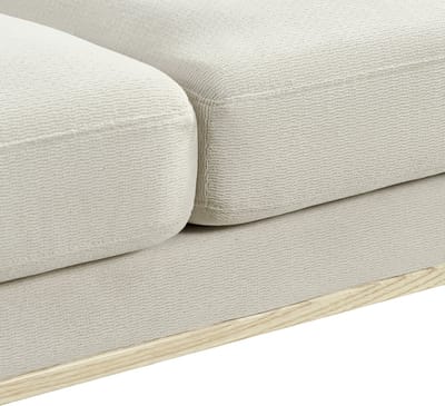 MODFU 2-Zitsbank - Met USB-Oplaadpoort En Gecapitonneerde Rugleuning - Houten Poten - Stof En Hout - Beige