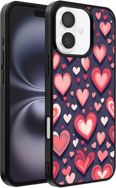 Smartphonica Telefoonhoesje Geschikt voor iPhone 16 Plus met Hartjes Opdruk - TPU Backcover Case With Heart Design geschikt voor iPhone 16 Plus