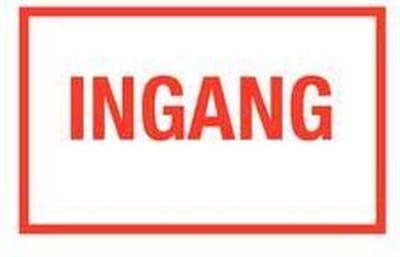 Ingang tekststicker, rood/wit 400 x 250 mm