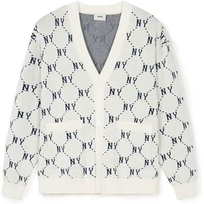 MLB SS24 New York Yankees Voorkant Diamant Lettercombinatie Vest Gebreide Trui Unisex trui Crème 3AKCM0241-50CRS XS white