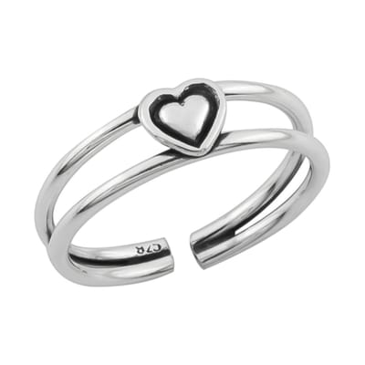 WeLoveSilver - Zilveren teenring - Dubbele band - Hart - 925 zilver