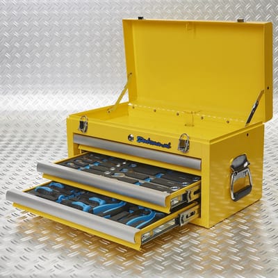 Datona® Gereedschapskist drie lades - 2 lades gevuld - Geel