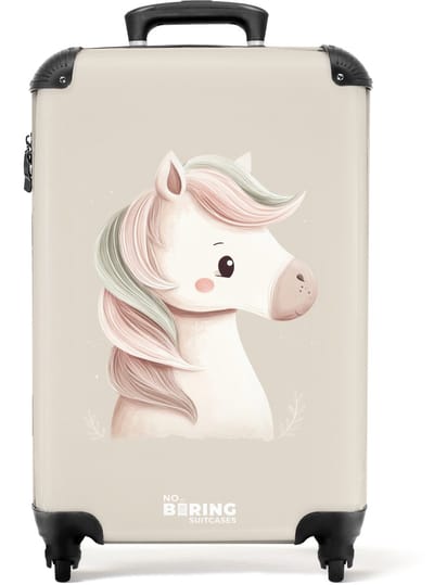 NoBoringSuitcases.com® - Kinderkoffer meisje - Kindertrolley meisjes - Eenhoorn in roze pastel kleuren - Handbagage koffer lichtgewicht - Reiskoffer trolley kinderen - Rolkoffer met wieltjes - Past binnen 55x40x20 en 55x35x25
