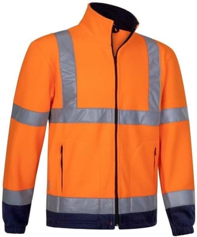 Werkjas Fleece - Veiligheidsjas Hoge Zichtbaarheid - Buitenwerk Bescherming - Reflecterende Strepen - Unisex - Oranje Blauw