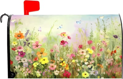 Brievenbushoes Lente - Bloemen Decoratie - Buiten Tuin Decoreren - Magnetische Bevestiging - Standaard Maat - Helder Groen