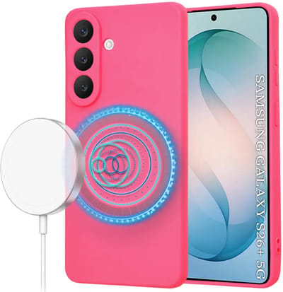 Hoesje geschikt voor Samsung Galaxy S26 Plus - Techsuit Soft Flex Silicone Back Cover - Geschikt voor MagSafe - Hot Pink