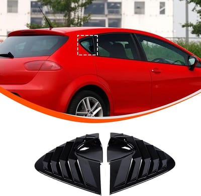 Zijraam Luifel Bescherming voor SEAT Leon 2008-2012, Zijkant Raam Overkappingen, Ventilatie Schaduw en Accessoires voor Buitendecoratie (Glanzend Zwart)