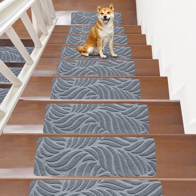Trapmat - Antislip - Traptrede - 15 stuks - 55 × 19 cm - Zelfklevend - Trapmat voor binnen - Knipbaar en herbruikbaar - Ter bescherming van huisdieren, ouderen en kinderen - Lichtgrijs