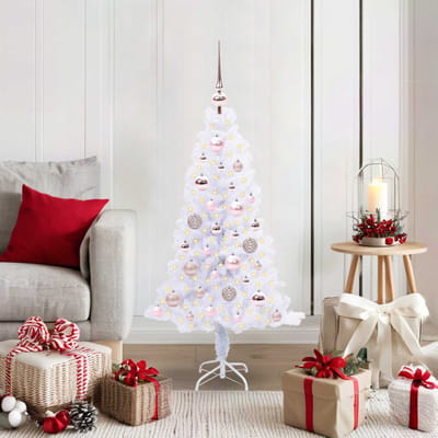 vidaXL - Kunstkerstboom - met - 150 - LED - Wit - 120 - cm - PVC - en - Staal