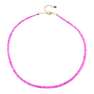 Cavill - Verstelbare Halsketting - 925 Sterling Zilver Verguld - Roze Ethiopische Opalen Fancy Kralen 25,783 ct - Luxe Elegante Dames Sieraden