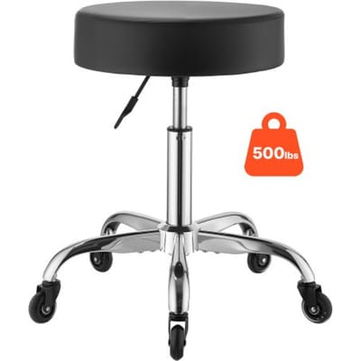 VEVOR rolstoel 226,8 kg, bureaustoel met stille wielen, draaibaar, in hoogte verstelbaar, ergonomische zitting van PU-leer met dikke vulling, 360° draaibaar, voor salons, klinieken en medische praktijken